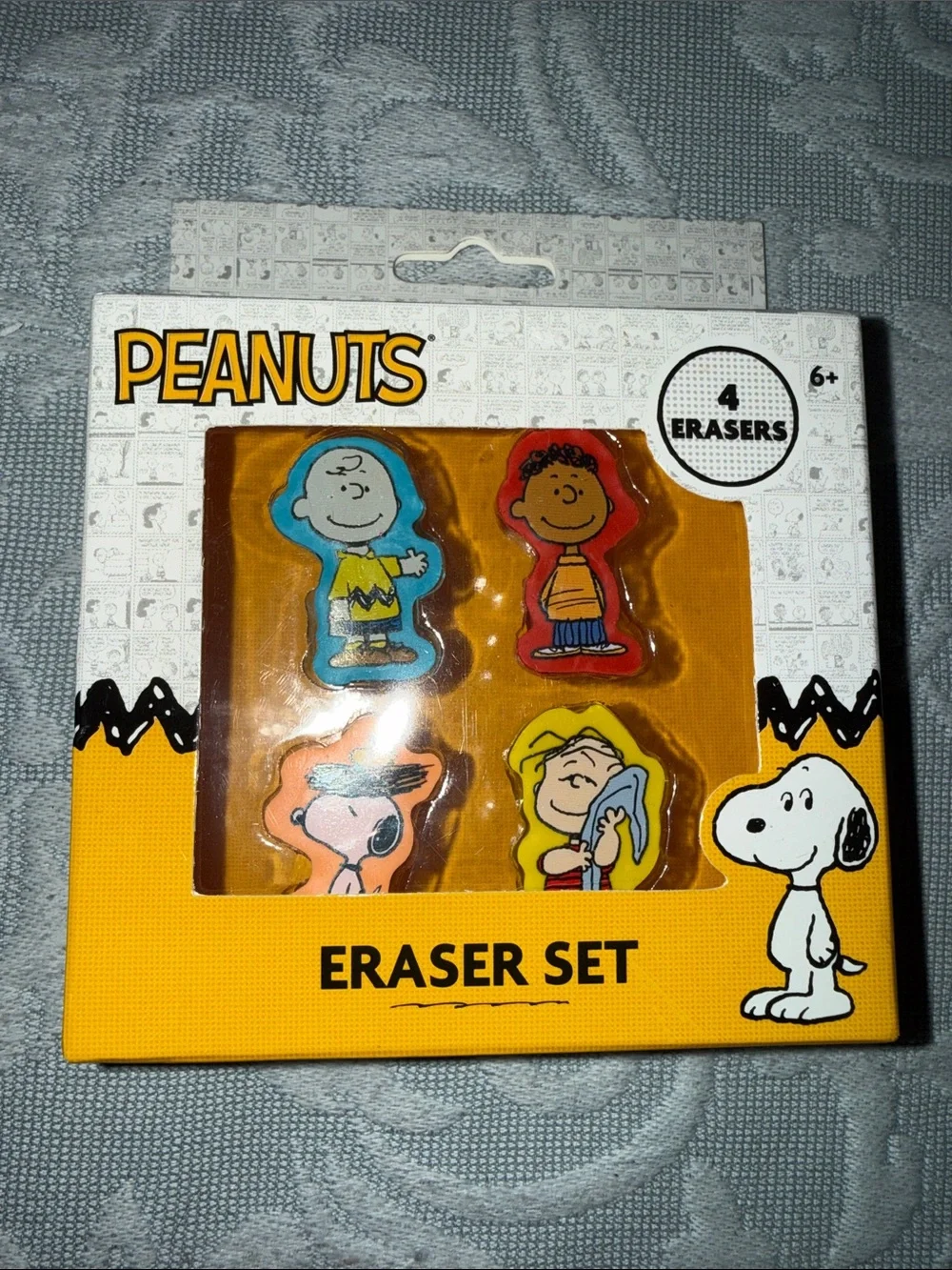 Peanuts Character Eraser Set - Yellow, Blue, Red, Orange, White